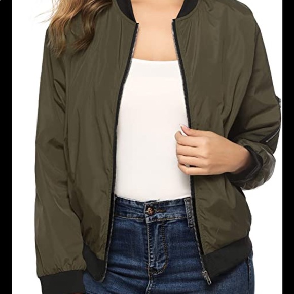 Zara Basic green light bomber jacket